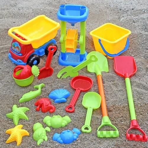 Beach toys 15-piece set baby summer bucket sand digging shovel sand pit sandglass sandbox tool mold children outdoor toys