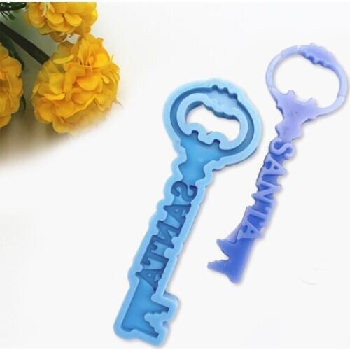 DIY Crafts Christmas Theme Key Shape Epoxy Resin Mold Keychain Silicone Mould F3MF