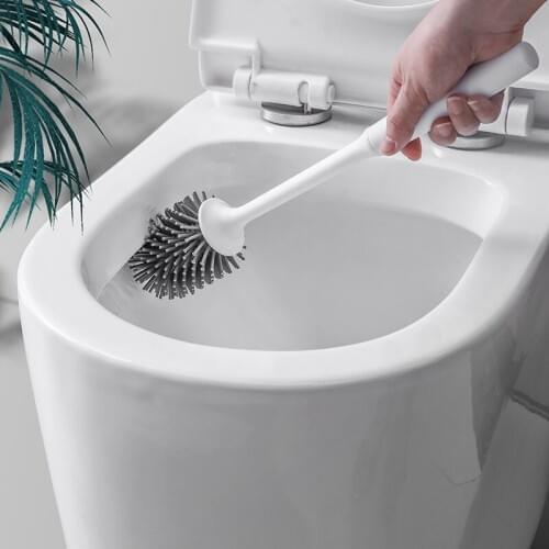 Silicone TPR Toilet Brush and Holder Quick Drain Cleaning Brush Tools for Toilet Household WC Bathroom Cleaning Accessories Sets
