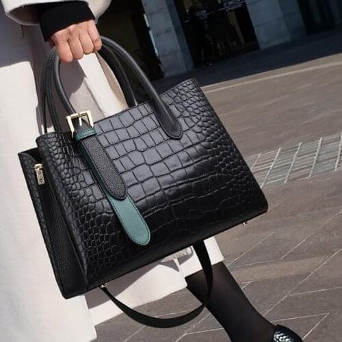 100% Genuine Leather Handbags 2021 New Tote Tide Large-capacity Crossbody High-quality Crocodile Pattern Shoulder Bag Purses Gg