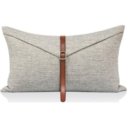 Light Grey Cushion Cover Home Decor Pillow Case Orange PU Leather Decorative Throw Pillows For Living Room Sofa 30x50cm