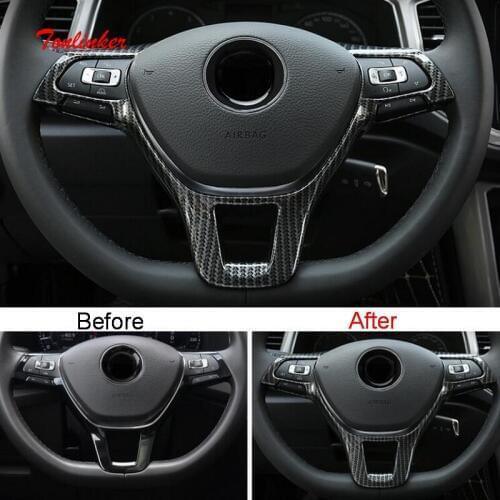 Tonlinker Interior Car Steering Wheel Cover case sticker for Volkswagen T-ROC 2018-19 Car styling 1 PCS ABS Cover sticker