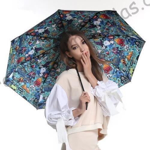 3pcs/lot printing options fiberglass windproof 5 times black coating anti-UV parasol pocket mini folding compact umbrellas