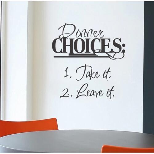Dinner Choices Wall Sticker Kitchen Wall Decor Quote Decals Dinner Dining Room Vinyl Wall Decal Wallpaper Home Decoration D878