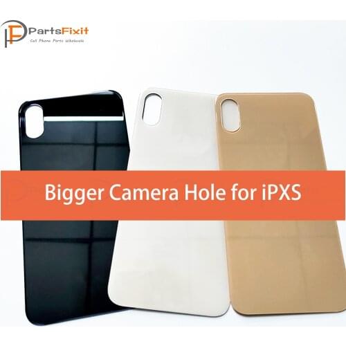 5pcs OEM Premium Back Glass With Bigger Camera Hole For iPhone XS Wide Camera Hole Opening Rear Housing Battery Door Cover Glass