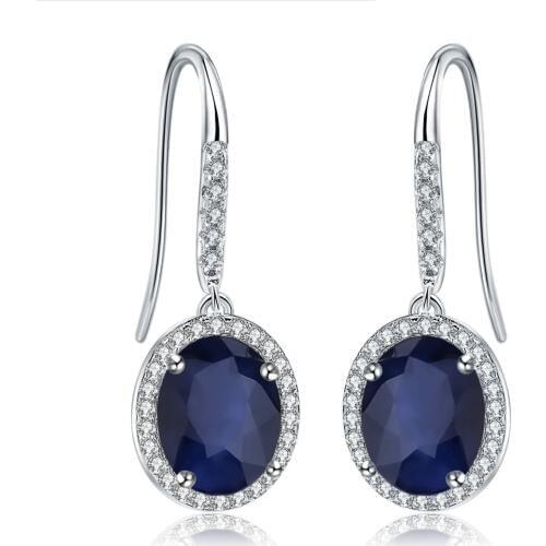 GEMS BALLET 925 Sterling Silver Vintage Earrings Fine Jewelry 4.04Ct Natural Blue Sapphire Gemstone Dangle Earrings for Women