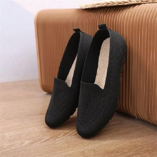 Womens Flat-Bottom Comfortable Love Womens Breathable Mesh Slip-on Casual Womens Shoes 2021 New