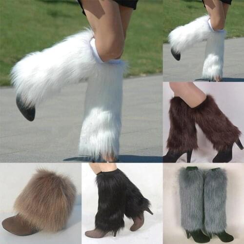 Winter Fashion Women Boot Covers Furry Solid Color Faux Fur Soft Leg Warmers Boot Covers