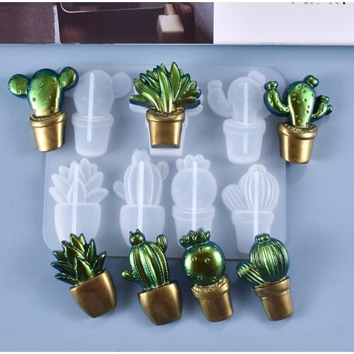 1PC 7 Cavity Cute Style Cactus Silica Gel Mold Cake Mold Chocolate Rectangular Silica Gel Baking Mold Cube Ice Soap Mold TW011