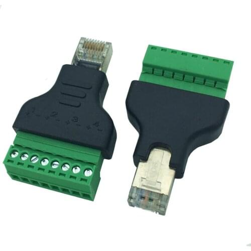 1pcs Ethernet RJ45 Male Plug To AV Screw Terminal 8 Pin Block CCTV Converter Adapter RJ45 Female wholesale