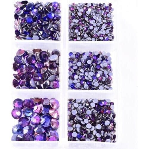 1288pcs Mix Sizes Purple Velvet Hot Fix Flatback камень Crystal Glass Strass стразы Hotfix Rhinestones For Decoration B3985