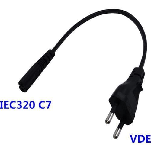 The European EU VDE 2PIN Plug To IEC 60320 C7 Cord Short Digital products Portable Power Cable 20cm