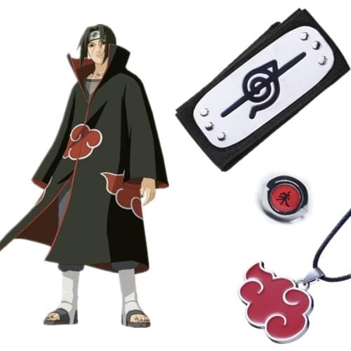 Anime Hokage Ninja Cosplay Headband Ring Necklace 3 Pieces Accessories Akatsuki Deidara Ninja Character Props Women Men