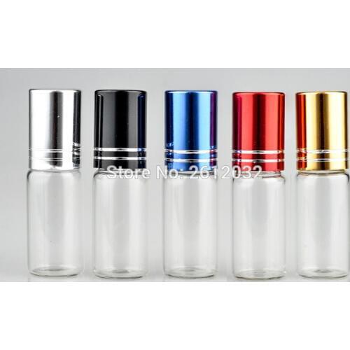 300pcs 5/10ml Clear Glass Essential Oil Roller Bottles with Glass Roller Balls Perfumes Lip Balms Glass Roll On Bottle F2017384