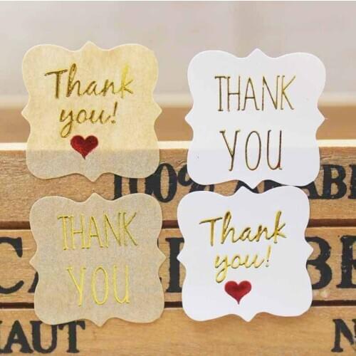 300pcs Red heart Thank you labels tag Happy birthday gift labels DIY handmade with love transparent sticker labels for jewelry