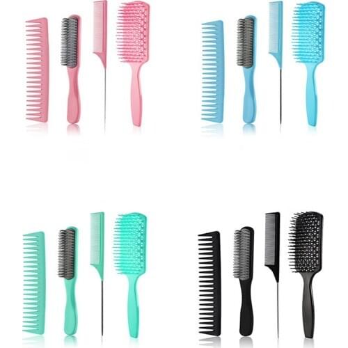 4Pcs Paddle Hair Brush, Detangling Brush Hair Comb Set for Men Women, Wet/Dry Hair, Hairbrush for Long Thick Thin Curly Hair