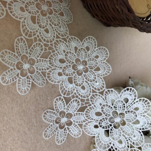 5 Yards 3.5" Wide Crochet Flower Venice/Venise Lace Trims In White Water Soluble Embroidered Lace Garment Accessories
