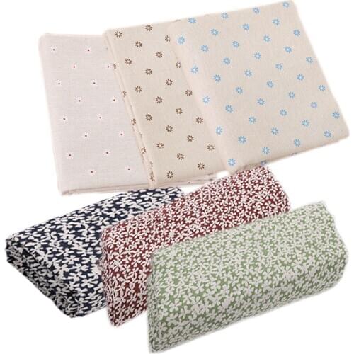 6pcs/lot Printed Small floral Pattern Linen Cotton Fabric Patchwork Cloth DIY Sewing Quilting Material Handwork Cloth Accessory