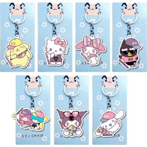 6CM Kawaii My Melody Kuromi Sanrio Plush Hellow Kittys Cinnamoroll Acrylic keychain Anime Plush Toys For Girls Birthday Gift