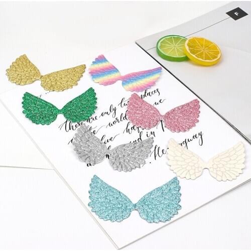 AHB 7pcs Chunky Glitter Wing Accessories DIY Crafts Supplies Handmade Hairbow Materials Hair Decoration Apparel Patchwork