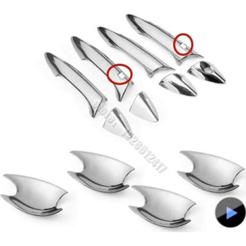 Car Styling ABS With 2 smart holes ACCESSORIES CHROME SIDE DOOR HANDLE BAR COVER CATCH TRIM MOL FOR 2011-2015 HYUNDAI ELANTRA