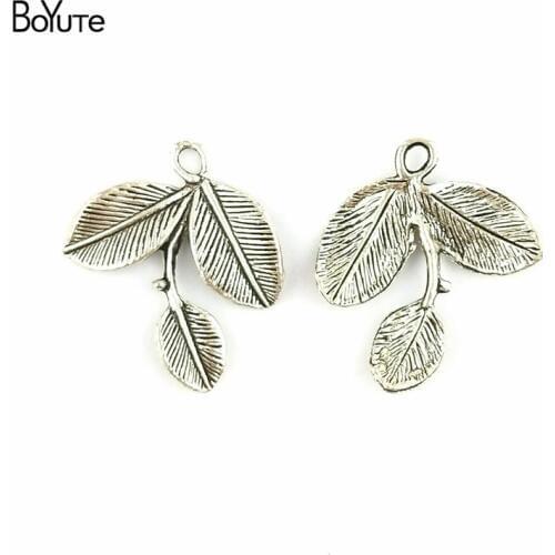 BoYuTe (50 Pieces/Lot) 27*23MM 3 Colors Zinc Alloy Materials Vintage Style Leaf Charms Diy Jewelry Accessories Wholesale
