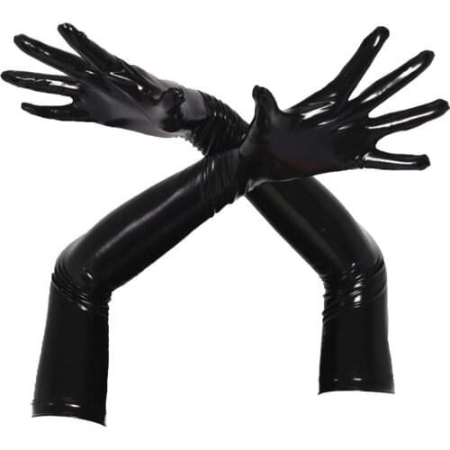 Balck 1 Pair Womens Faux Leather Long Gloves for Music Festival Pole Dance Fashion Party Nightclub Stage Performance Clubwear
