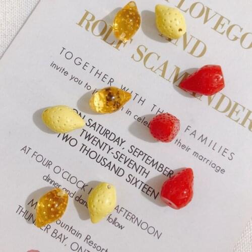DIY Jewelry Findings Kawaii Resin Charms 60pcs Fruit Lemon Strawberry Shape Plastic Jewelry Earring Necklace Pendant Ornaments