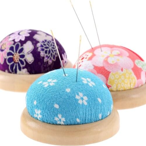 DRELD Wood Bottom Base Sewing Pin Cushion Needle Pin Cushion Pillow Holder Stitch Needlework DIY Sewing Wedding Party Decoration