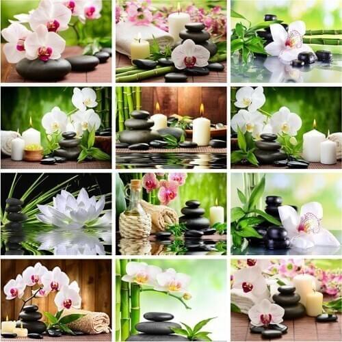 HUACAN Full Square Diamond Painting 5d Orchid Stone Home Decor DIY Diamond Embroidery Flower Handicraft Home Decor Kits