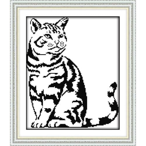 Joy Sunday Cross Stitch The Cat Gazing Into The Distance Embroidery Packs Counting Patterns 11&14CT Needlework Sets Handicraft