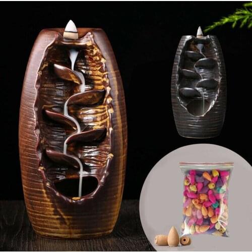 Ceramic Waterfall Backflow Incense Burner Censer Holder Meditation Crafts Temple Home Room Decoration Gifts Zen Ornaments