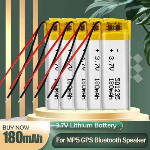 501235 3.7V 180mAh Lithium Polymer Lipo Rechargeable Battery For MP3 GPS Bluetooth Headset Reading Pen Selfie Stick Smart Watch