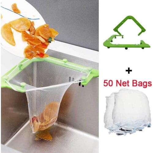 Multifunction Triangle Drainage Rack Kitchen Sink Leftovers Filter Hanging Net Drain Basket Bracket Kitchen Anti-blocking Funnel