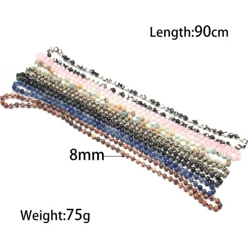 Fashion Round Beads Necklace Natural Stone Amazonite Rose Quartz Necklace Torque for Men Women Charm Jewelry Gift 8mm