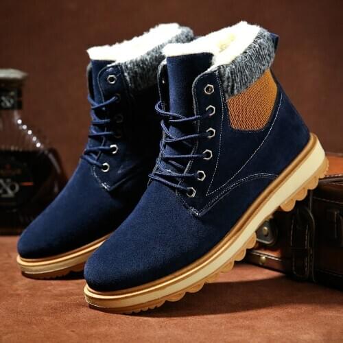 New Men Snow Boots Warm Fur Winter Shoes Men Winter Martin Boots Footwear Men Plus Size Ankle Boots Men Sneakers A869