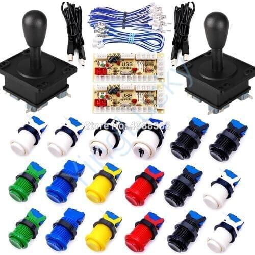 Joysticks kit DIY arcade 2 players USB encoder with American joystick button game for pc to Raspberry Pi MAME