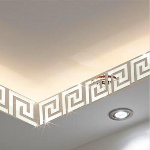 10pcs 10x10CM DIY Waist Line 3D Mirror Sticker Modern Acrylic Wall Decoration House Living Room Background Wall Stickers Decors