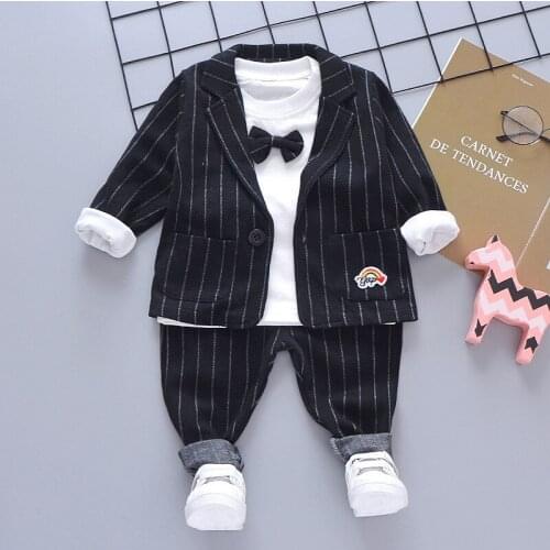 New baby set Spring Autumn British style Childrens set Boy Suit Gentleman Childrens Long Sleeve coat 3 Piece Set Boys Formal