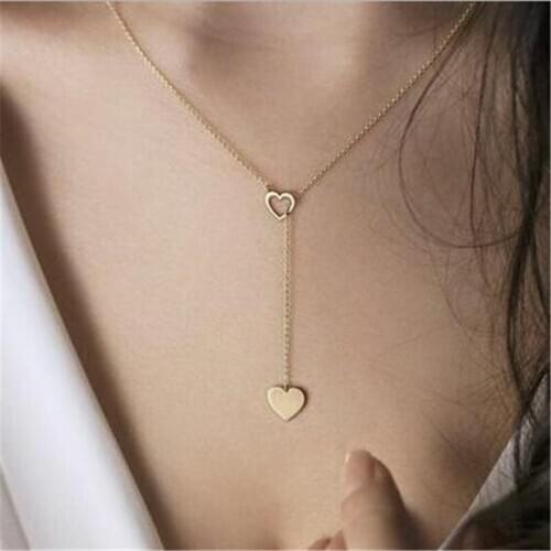 Fashion Simple Hollow Out Heart-shaped Pendant Necklace Charming Female Gold Clavicle Chain Choker Womens Party Wedding Jewelry