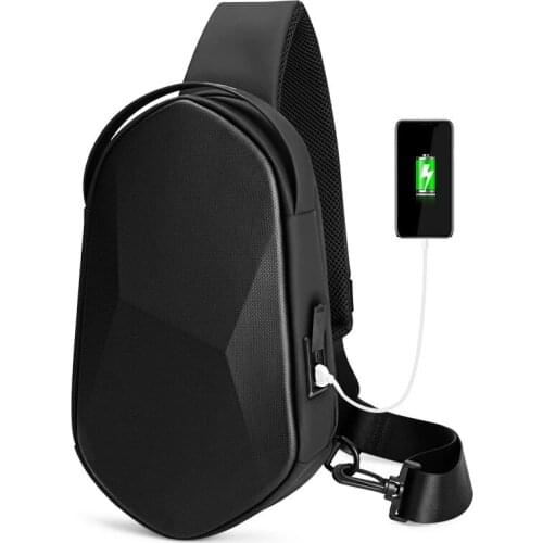 OZUKO Men Shoulder Bags Black USB Charging Crossbody Bags Waterproof Casual Travel Messenger Bag Male Fit For 7.9 Inch iPad