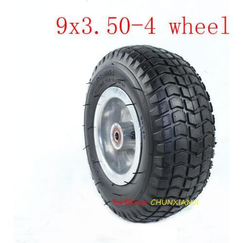Super 9 Inch Wheel9x3.50-4 Tires Inner Tube and Rim Combo for Gas Scooter Skateboard Pocket Bike Electric Tricycle 9*3.50-4 Tyre