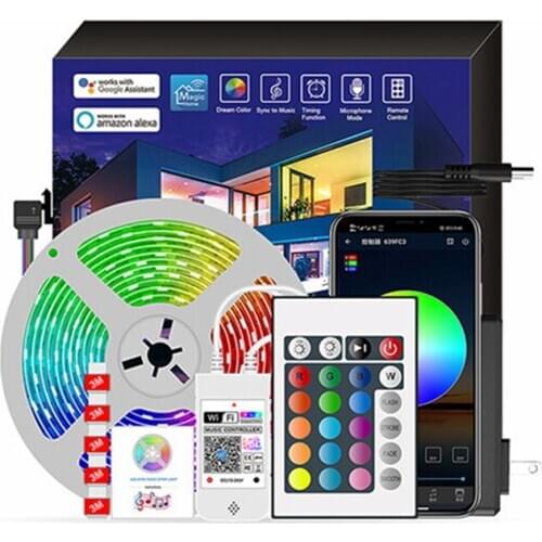 Smart WIFI RGB Multi-color 5050 LED Strip Lights 5M 10M Waterproof Full Kit With Remote Controller LED Flex For Home Decoration