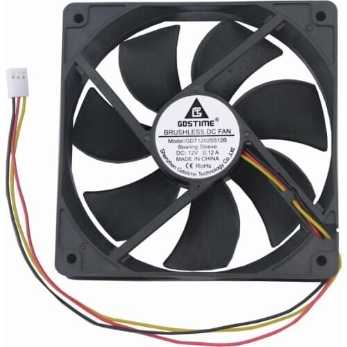 50 pcs GDT 12025 120mm 120x25mm 12cm Cooling Fan DC 12V Brushless Case Cooler Speed Controller Fan