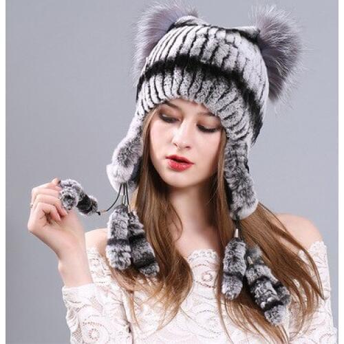 New Rex Rabbit Fur Lady Hat Ear Protector Cat Ear Hat Winter Fashion Thickened Warm Hat free shipping H19926