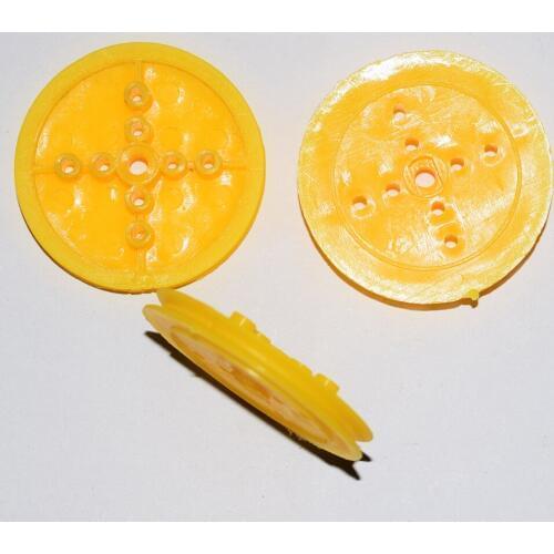 10/100pcs 36mm 2/3mm hole yellow pulley/model plastic wheel/Technology model parts/diy toy parts/baby toys for children