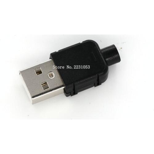 10 Sets DIY USB 2.0 Connector Plug A Type Male 4 Pin Assembly Adapter Socket Solder Type Black Plastic Shell For Data Connection