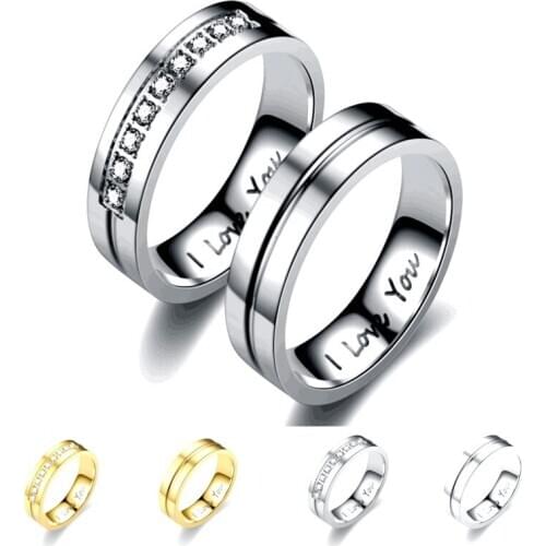 2021 fashion and romance I LOVE YOU titanium steel couple rings men and women stainless steel wedding rings