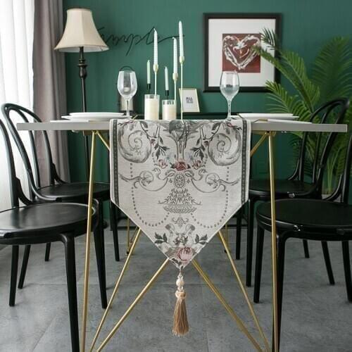 33x160cm Jacquard Chenille Tassel Household Table Runner Bed End Towel Living Room Coffee Table TV Counter Cover Cloth