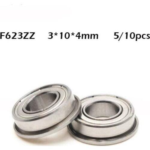 5/10pcs /lot F623 ZZ Flange Bushing Ball Bearings accessories parts F623ZZ 3*10*4 mm pulley LF1030ZZ bearing guide wheel